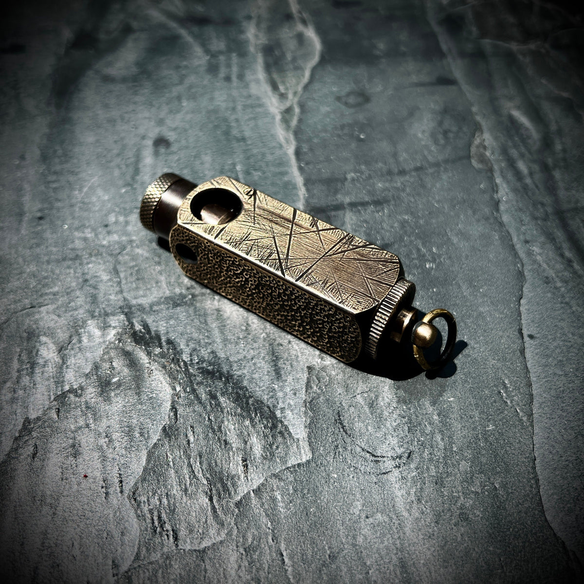 Distressed & Oxidised Vintage Patina Battle Worn Abstract Solid Brass Heavy Metal Trench Art War Lighter / EDC / Everyday Carry / Collectors