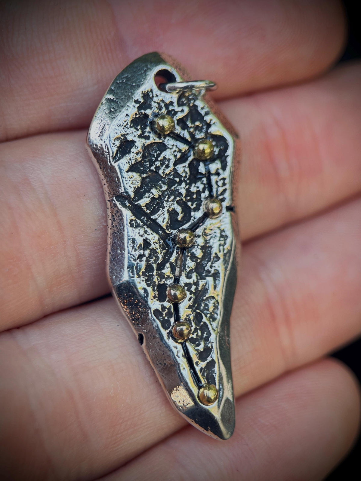Rustic Oxidised 925 Sterling Silver Plated Big Dipper Star System Celestial Galaxy Pendant