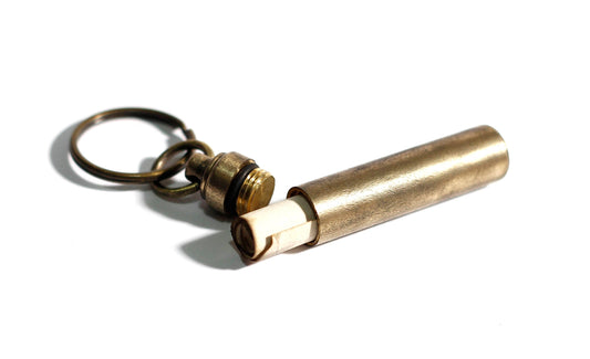 Dull Polished Distressed Solid Brass Bullet Pill Box Bottle Stash Capsule Keychain / Key-ring / Survival EDC /Matchbox