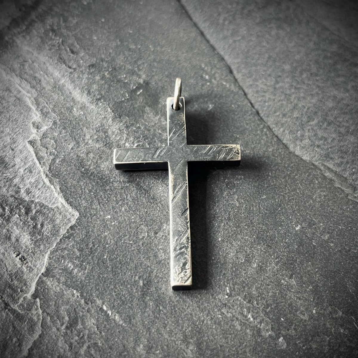 Distressed Handmade 925 Solid Sterling Silver Simple Minimalist Plain Cross Crucifix Pendant