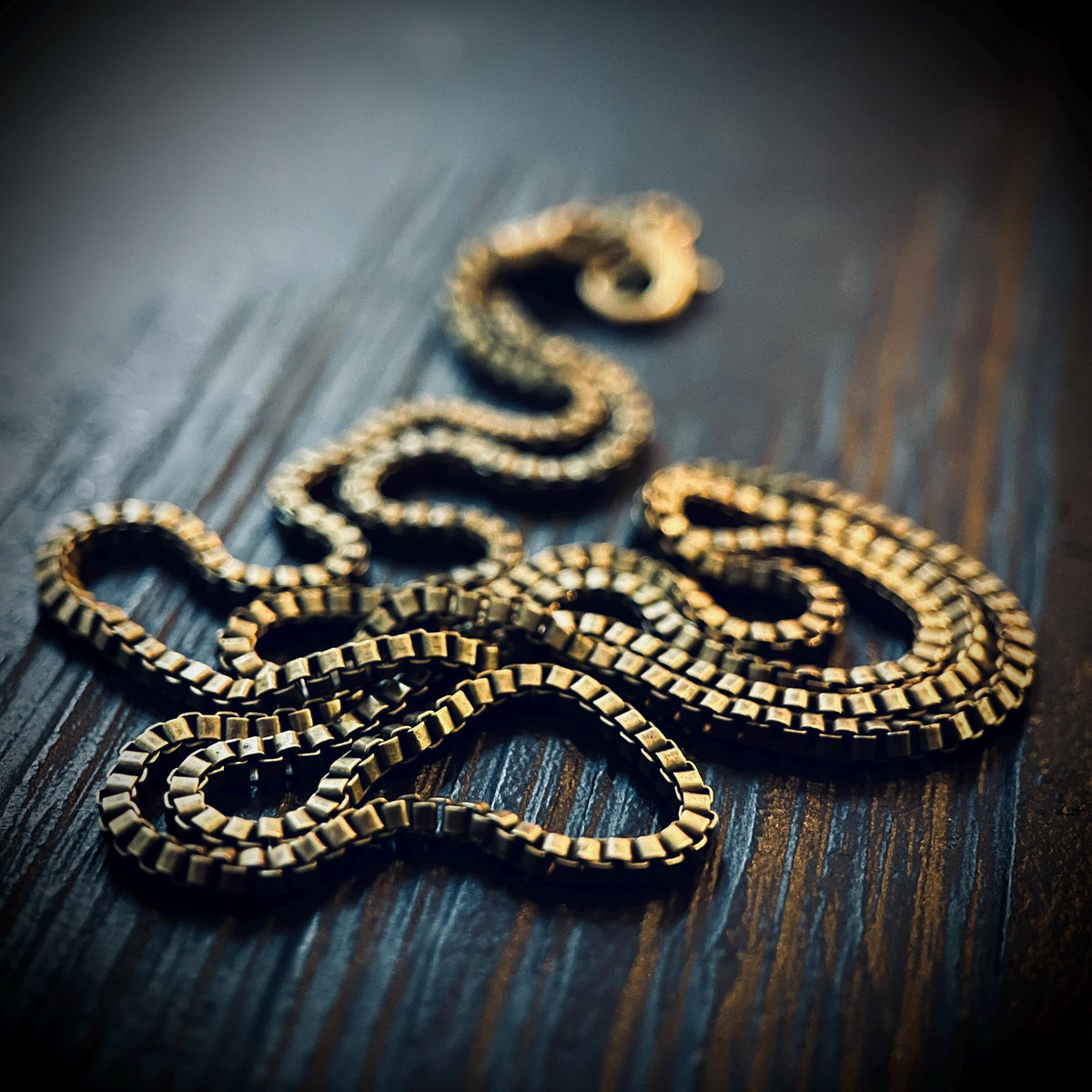 Slim Minimalist Rustic Brass Box Chain Necklace for Matching Pendants - 60cm