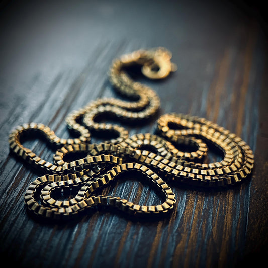 Slim Minimalist Rustic Brass Box Chain Necklace for Matching Pendants - 60cm