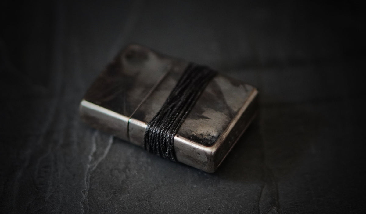 Heavily Distressed Oxidised Battle Damaged Vintage Style Silver Chrome Custom Zippo Lighter with Rope Grip / EDC / Everyday Carry