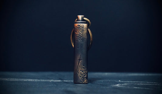 Heavily Distressed Brass Bullet Pill Bottle Stash Capsule Key-chain / Key-ring / Survival EDC /Matchbox