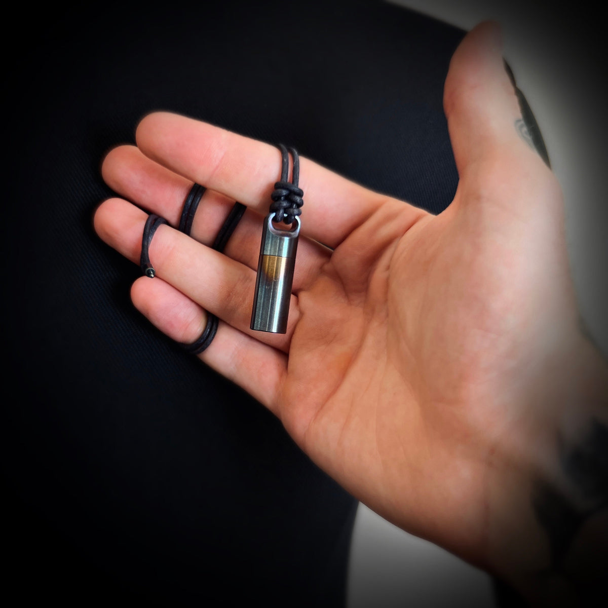 Rainbow Pearlescent Stainless Steel Small Pill Vial Shotgun Shell Capsule Stash Urn Pendant & Leather Cord Necklace / EDC / Everyday Carry