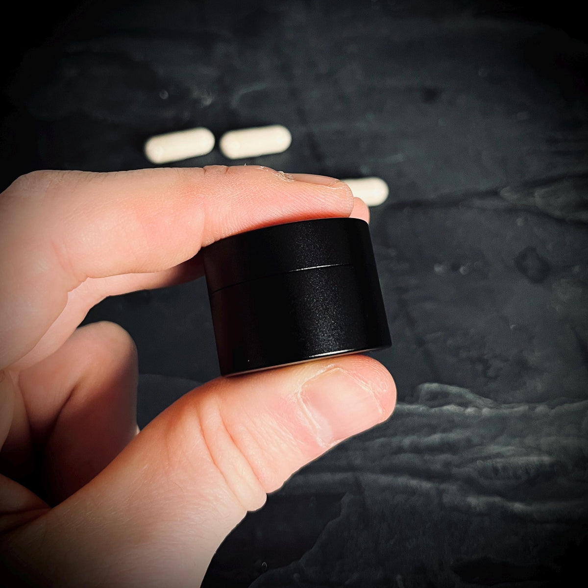 Brushed Black Aluminum Pill Capsule: Waterproof Pocket Stash Box