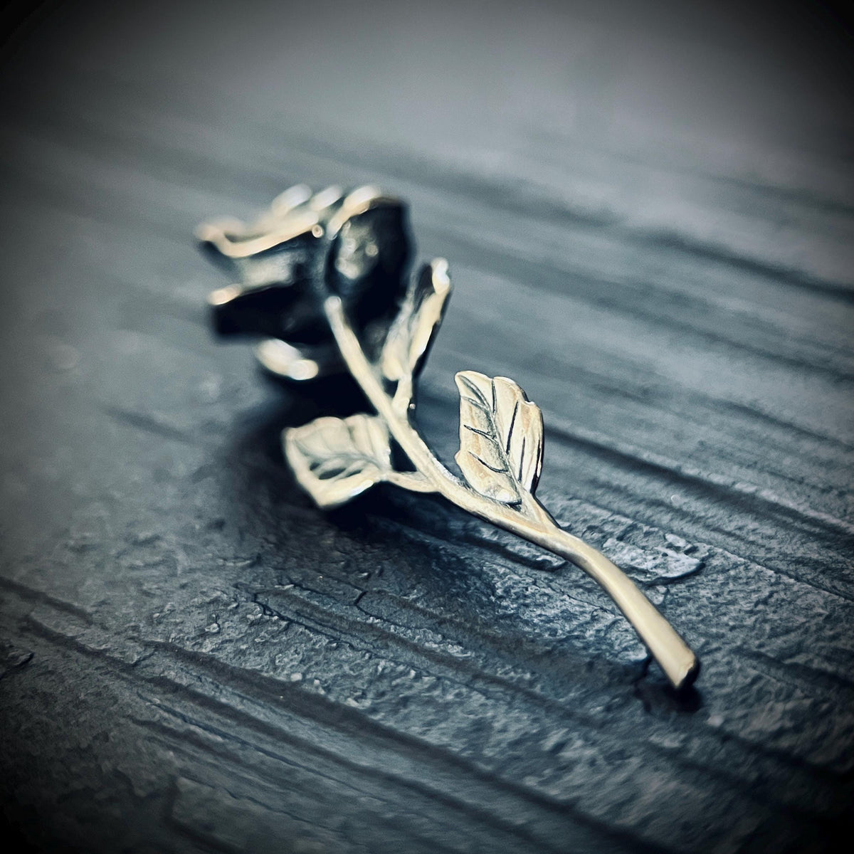 Rustic Oxidised Sterling Silver Rose Pendant • 925 Solid Silver Floral Flower Necklace Charm