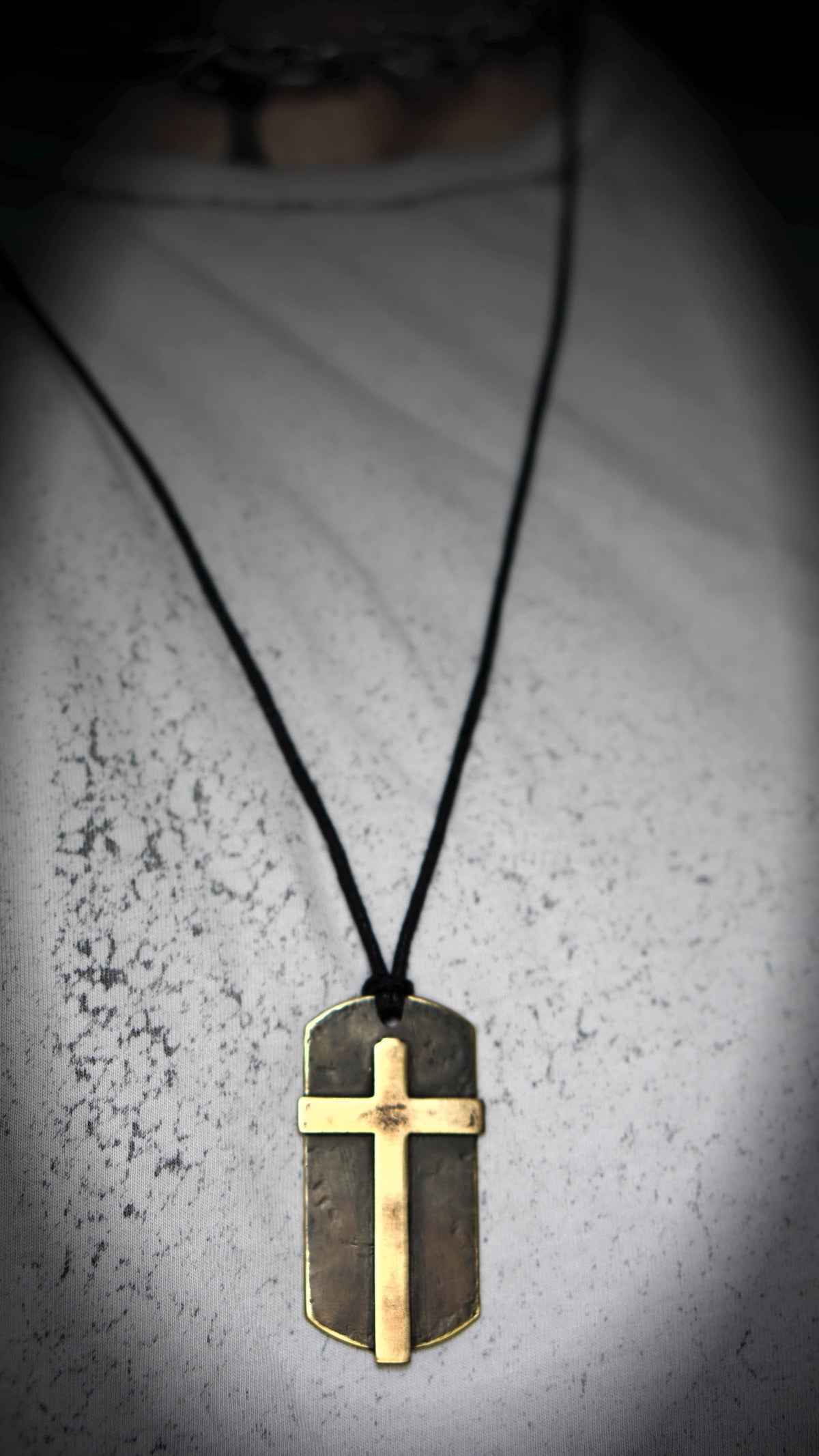 Handmade Solid Brass Cross Pendant Necklace: Rustic Religious Relic