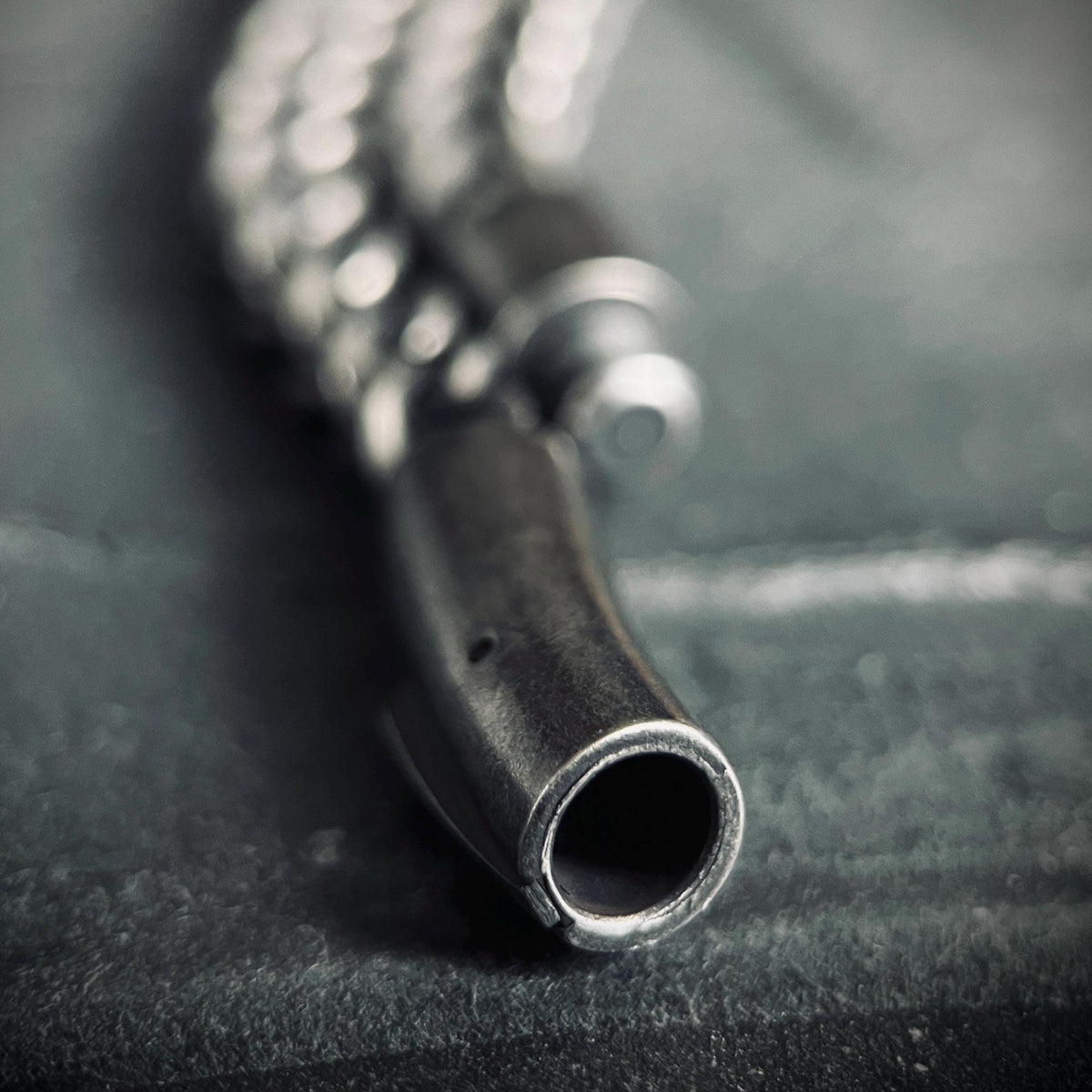 Oxidised Black & Silver Stainless Steel Chunky Thick Heavy Foxtail Chain Necklace - 24” Inches