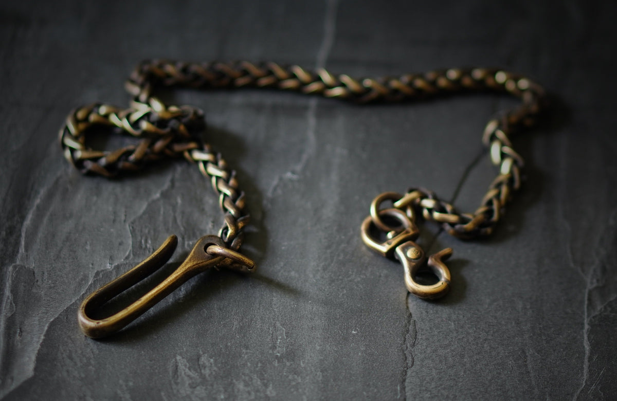 Distressed Oxidised Solid Brass Belt Loop Fish Hook Wallet Chain Accessory / EDC / Everyday Carry / Mens / Unisex / Key Holder / Keychain