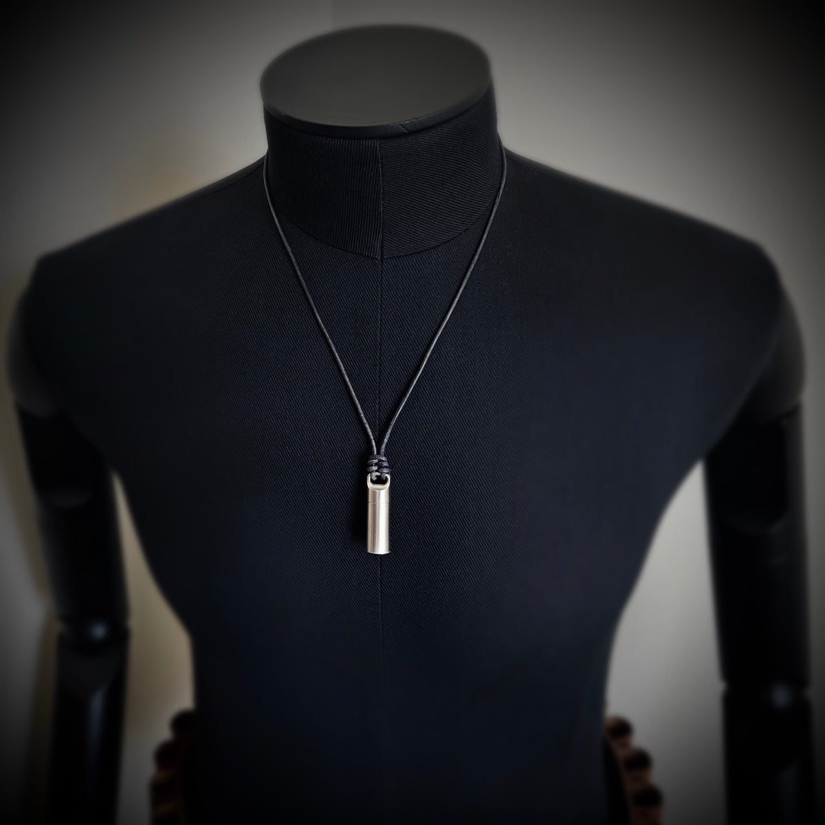 Brushed Matte Stainless Steel Small Pill Vial Shotgun Shell Capsule Stash Urn Pendant with Leather Rope Cord Necklace / EDC / Everyday Carry