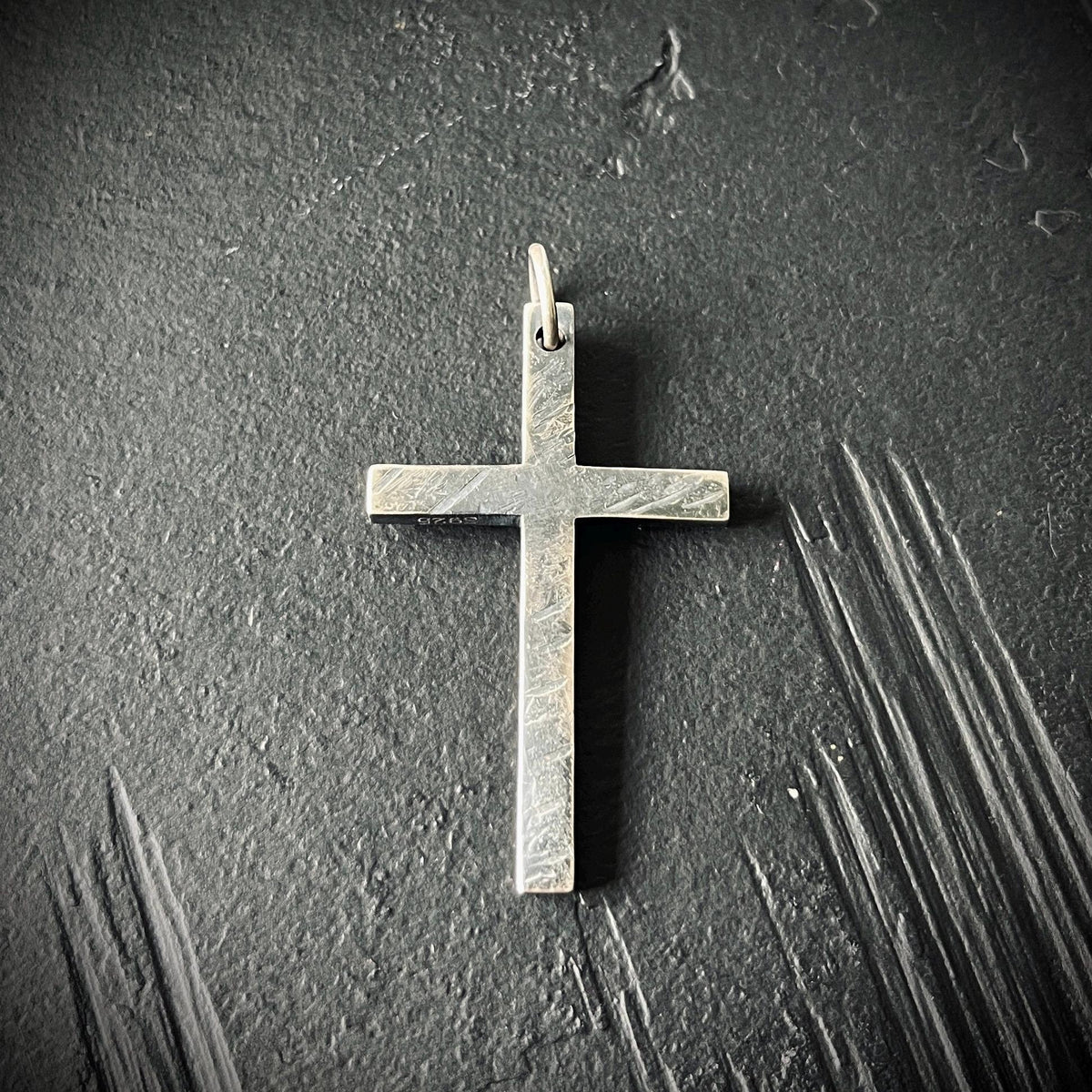 Distressed Handmade 925 Solid Sterling Silver Simple Minimalist Plain Cross Crucifix Pendant