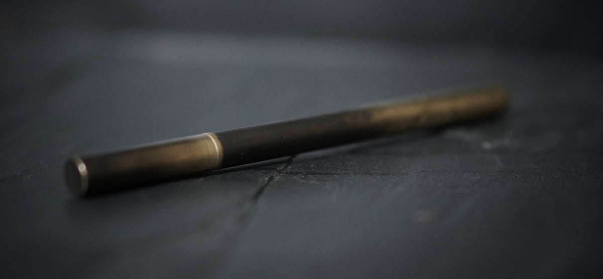 Handmade Two-Tone Solid Brass Pen: Distressed, Oxidized Finish