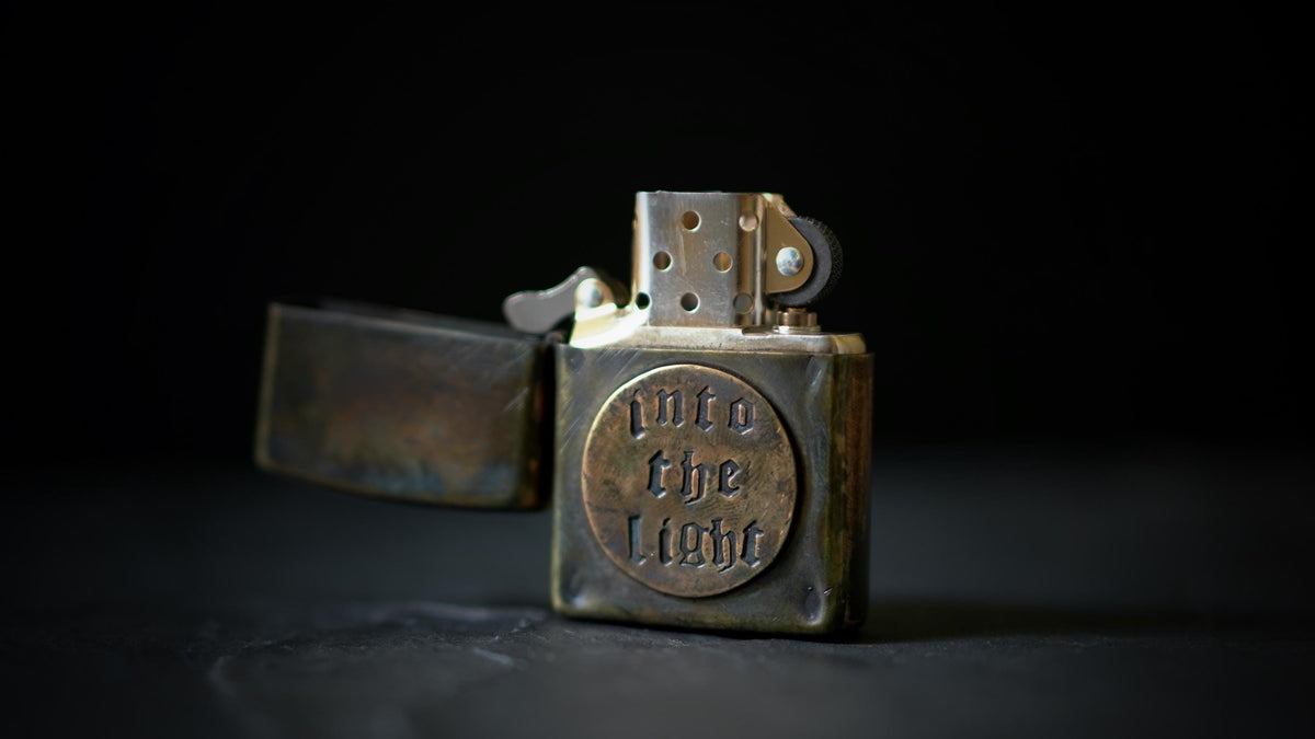 Customised Engraved Personalised Distressed & Oxidised Vintage Style Rustic Brass Zippo Lighter with Inscription