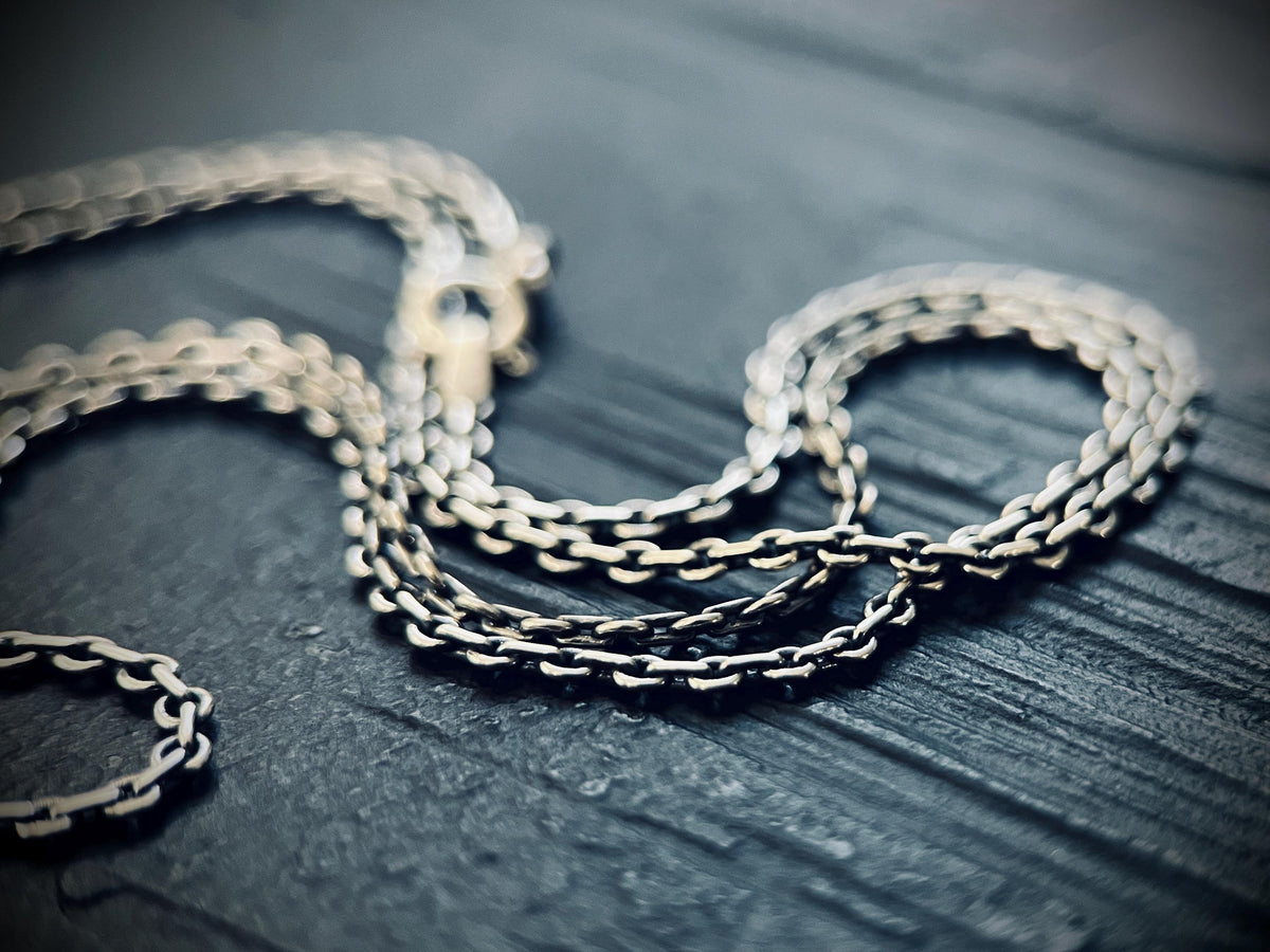 Slim Minimalist Rustic 925 Sterling silver Box Cable Chain Necklace for Pendants - 50cm