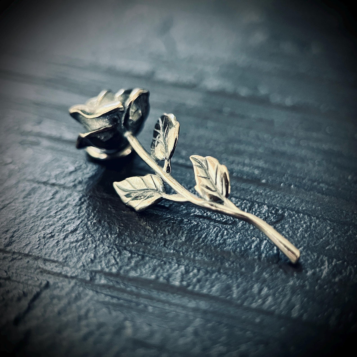 Rustic Oxidised Sterling Silver Rose Pendant • 925 Solid Silver Floral Flower Necklace Charm