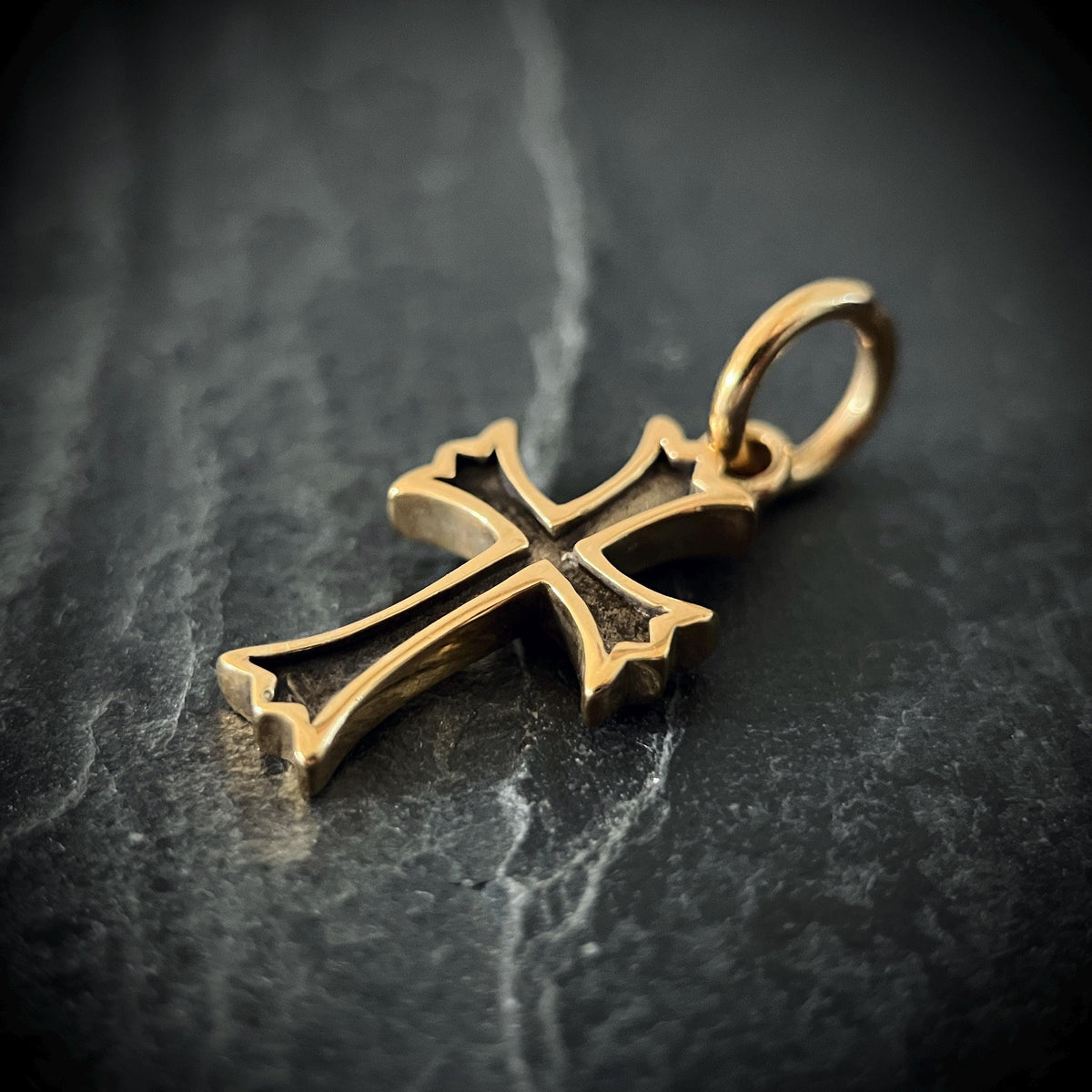 24ct Gold Handmade Classic Minimalist Dainty Small Cross Crucifix Pendant with Presentation Gift Box