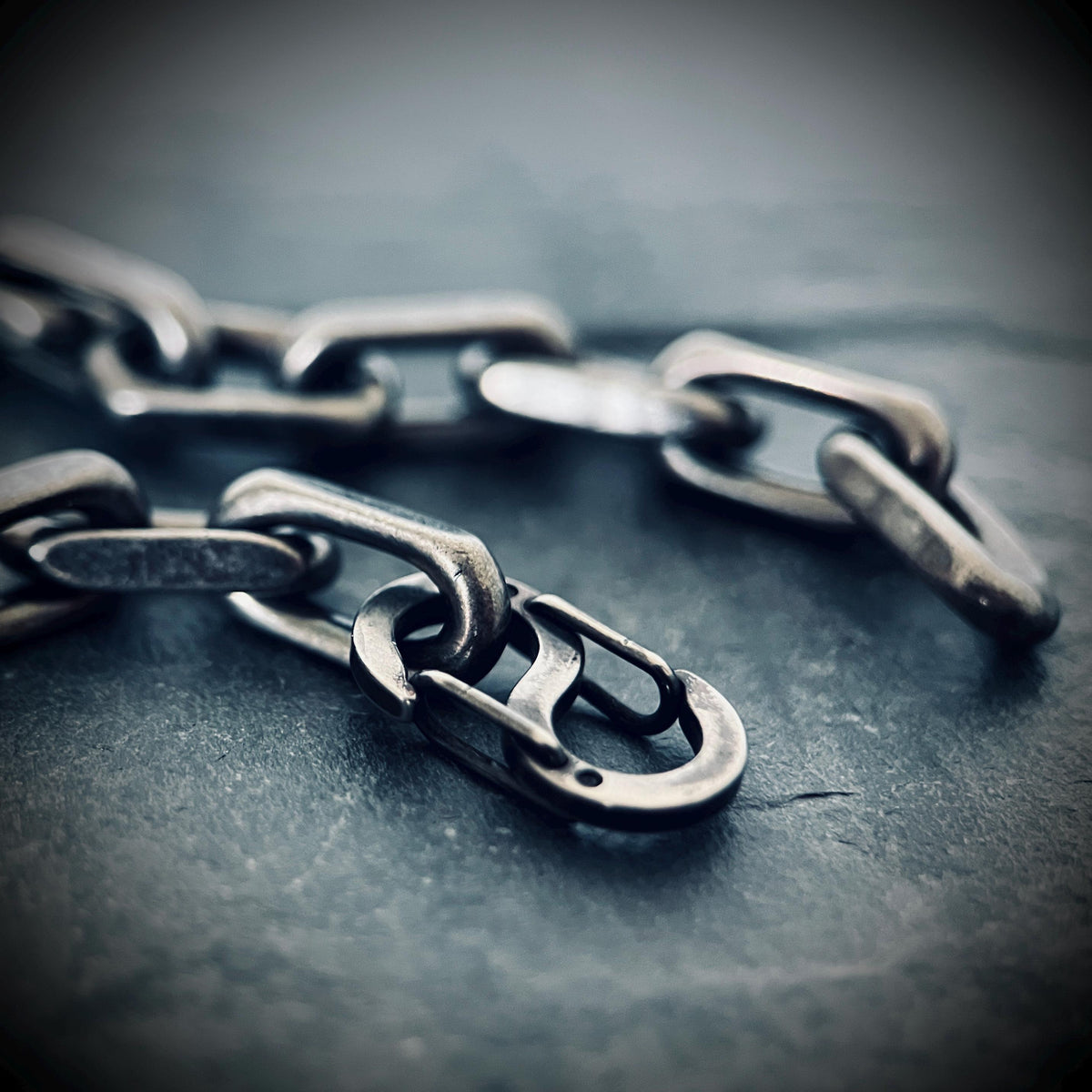 Oxidized Titanium Steel Cable Chain Bracelet – Rustic Mens Jewelry