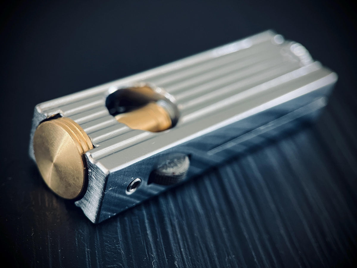 Sleek Silver & Gold 2-Tone Contrast Art Deco 1920 Vintage Style Solid Brass Rustic Trench Art Custom Lighter / EDC / Everyday Carry / Light