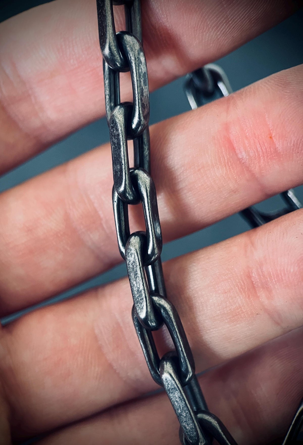 Oxidized Titanium Steel Cable Chain Bracelet – Rustic Mens Jewelry