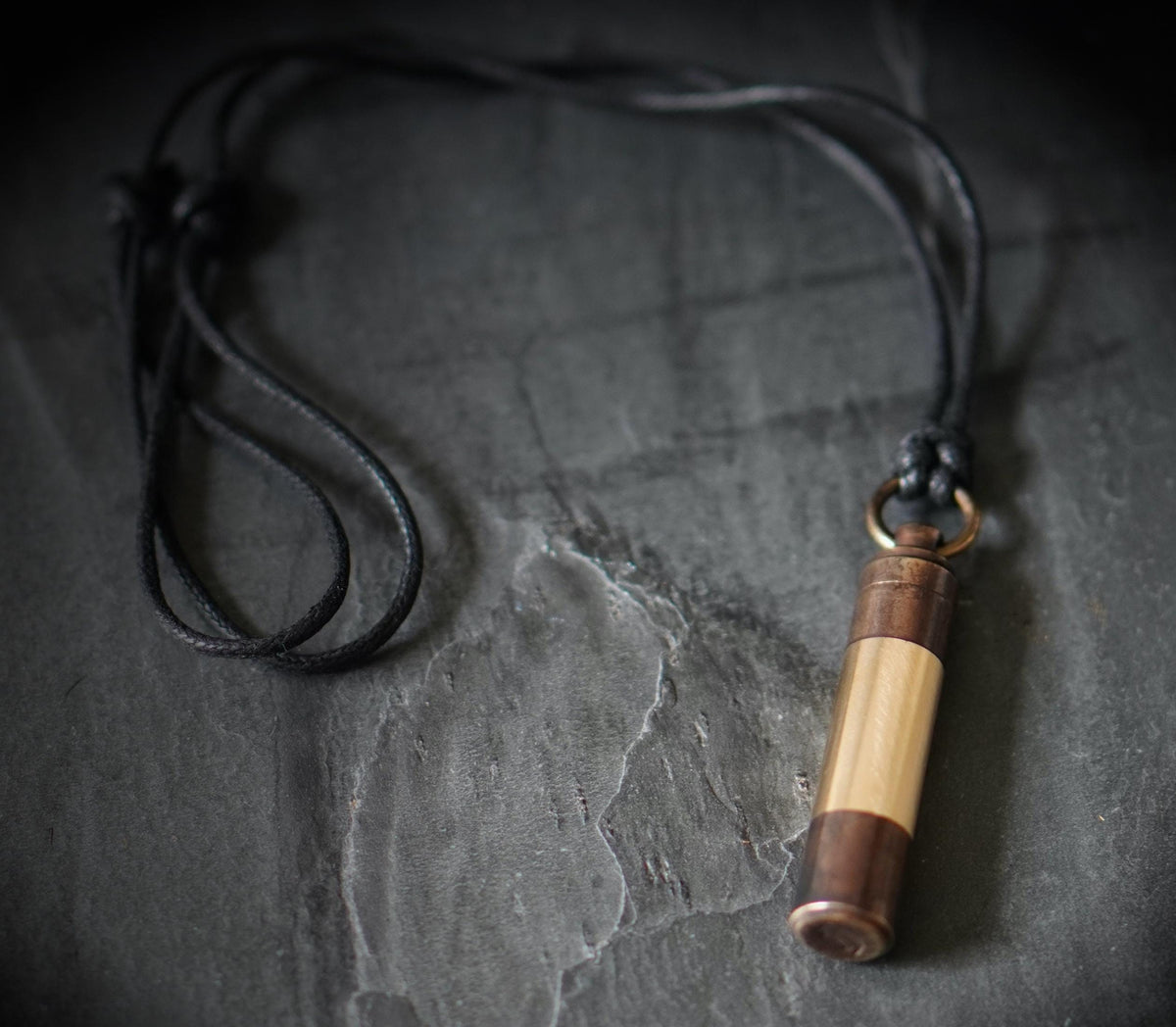 2-Tone High Contrast Brass Capsule Stash Vial Pendant Necklace / EDC / Ashes / Memorial