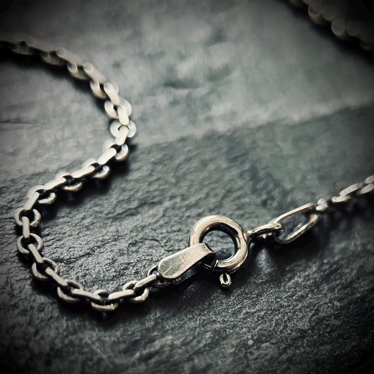 Oxidised Rustic Blackened 925 Solid Sterling Silver Crow Bird Pendant & Cable Chain Necklace