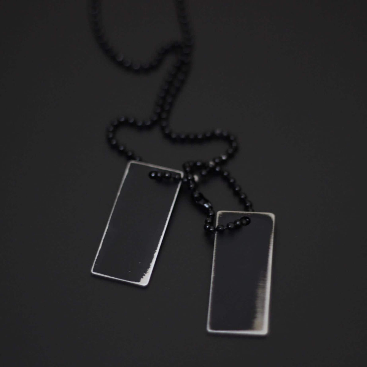 Matte Black Stainless Steel Dog Tag Necklace: Rustic Rectangular Pendant