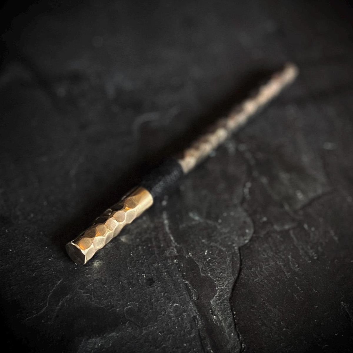 Handmade Rustic 2-Tone Distressed Hammered Brass & Bronze Ballpoint Pen with Grip - EDC