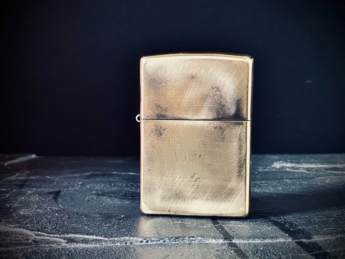 Brushed Brass Distressed & Oxidised Vintage Aged Style Worn Gold Custom Zippo Lighter / EDC / Everyday Carry / Outdoor / Survival