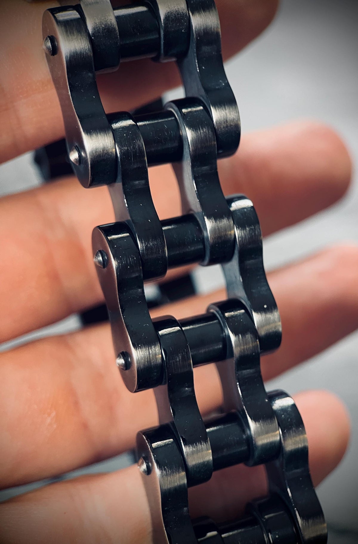 Extra Wide Heavy Chunky Oxidised Stainless Steel Bike Chain Bracelet – Vintage Blackened Finish