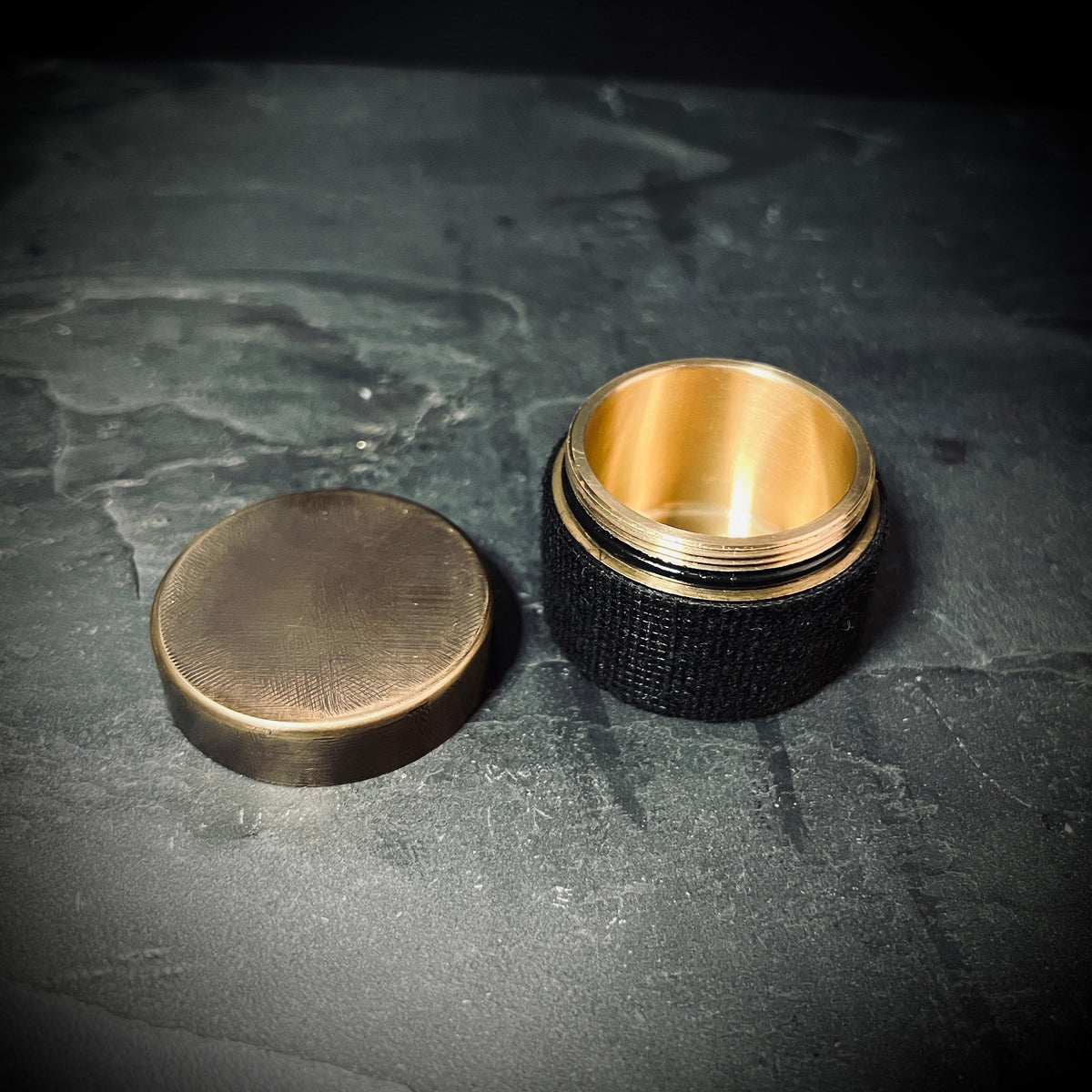 Rustic Distressed Solid Brass Vintage Pill Bottle Stash Capsule Container / Survival EDC / Matchbox / Medication / Medicine / Snuff Box