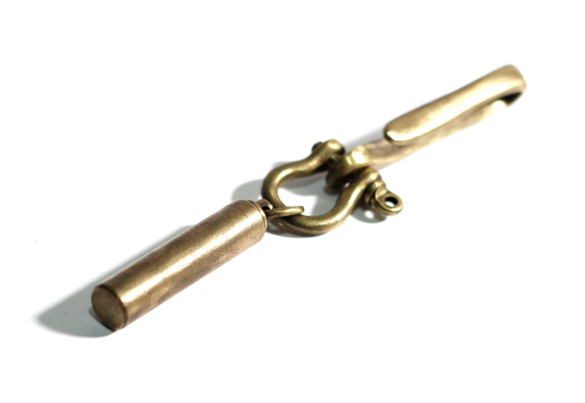 Distressed Brass Belt Hook Keychain with Stash Capsule