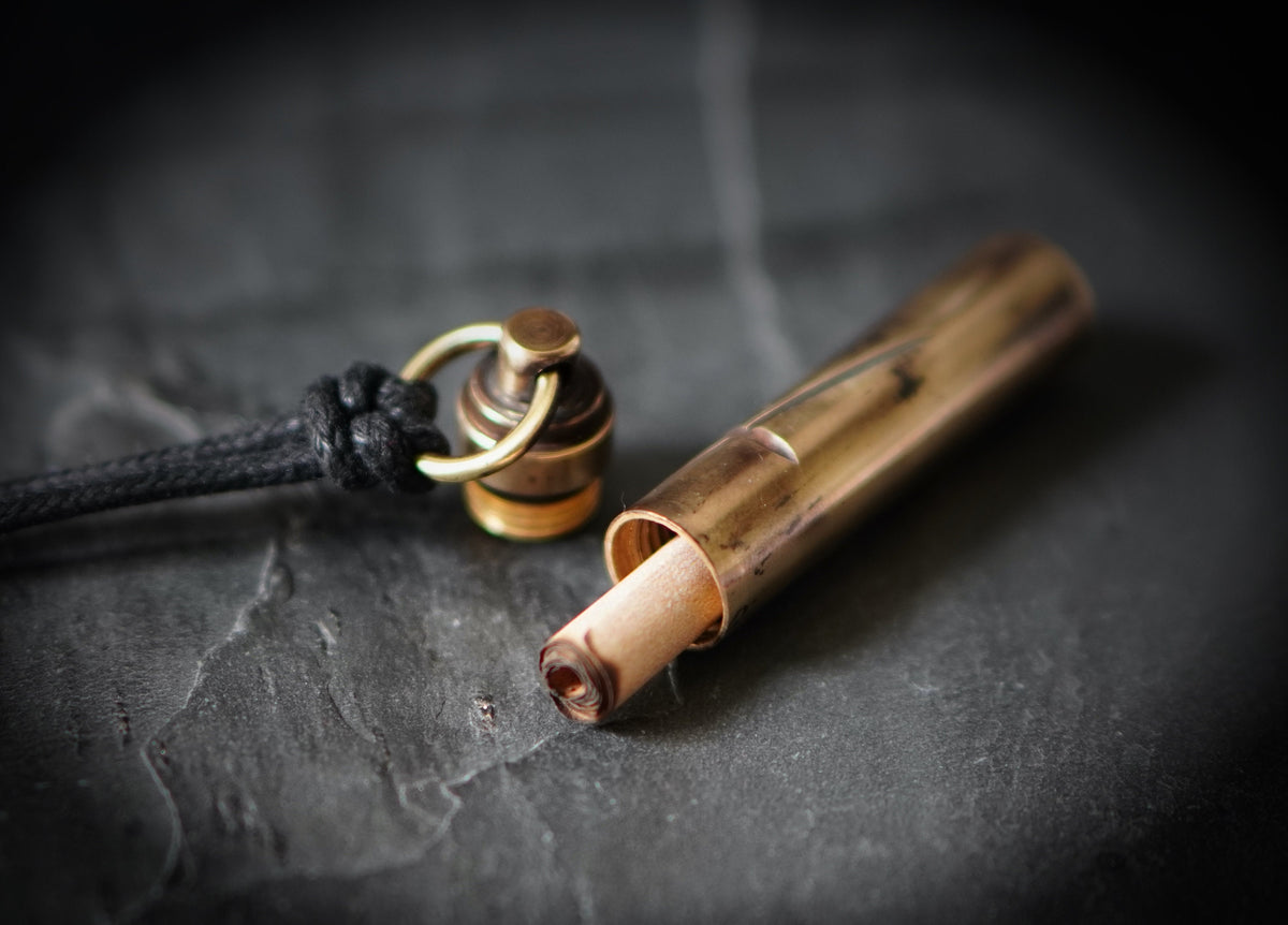 Rustic Handmade Brass Secret Stash Bullet Capsule Pendant Necklace with Engraved Cross & Custom Lettering
