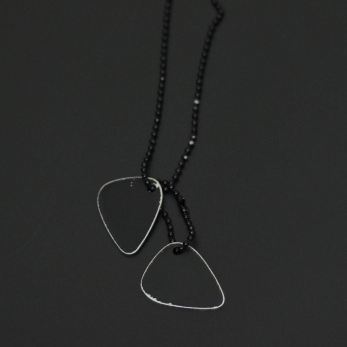 Handmade Matte Black Guitar Pick Necklace: Stainless Steel Musician Pendant