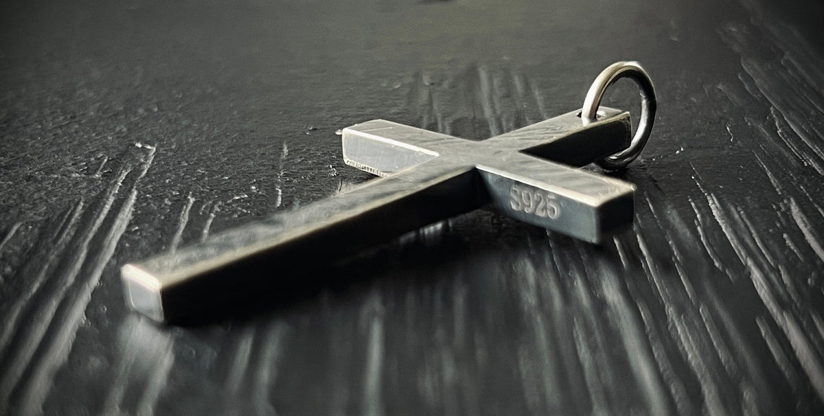 Distressed Handmade 925 Solid Sterling Silver Simple Minimalist Plain Cross Crucifix Pendant