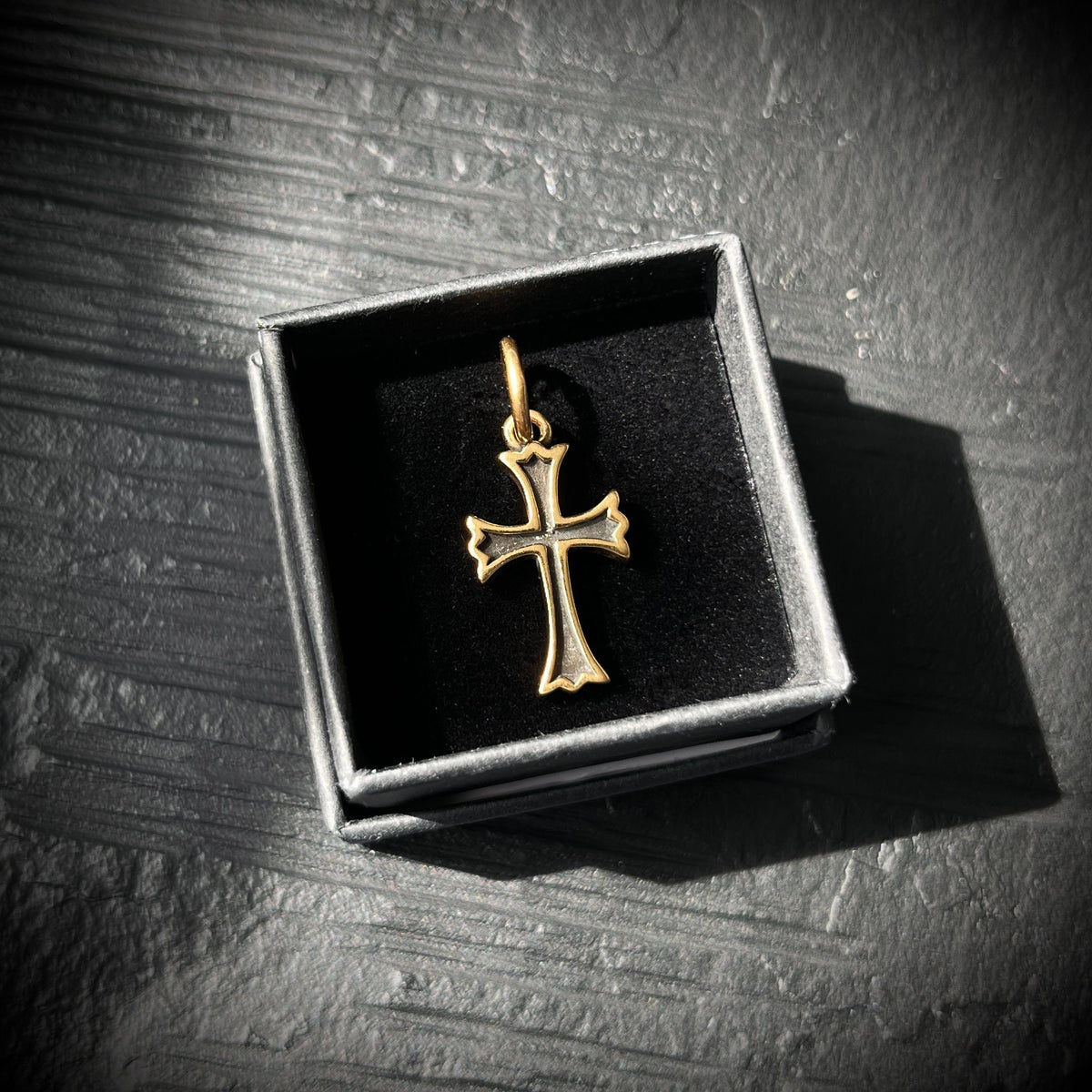 24ct Gold Handmade Classic Minimalist Dainty Small Cross Crucifix Pendant with Presentation Gift Box