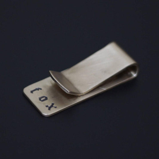 Personalised Solid Brass Money Clip – Custom Engraved Minimalist Wallet | Old English Font | EDC Gift