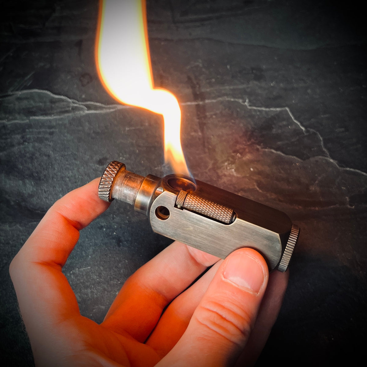 Blackened & Distressed Vintage Style Solid Matte Brushed Brass Heavy Metal Trench Art War Lighter / EDC / Everyday Carry / Survival Gear